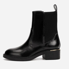 Luxury Designer Knit Leather Splicing Ankle Boots