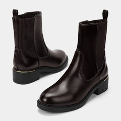Luxury Designer Knit Leather Splicing Ankle Boots