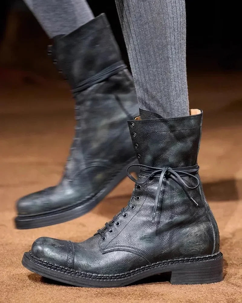 Luxury Genuine Leather Design Biker Boots