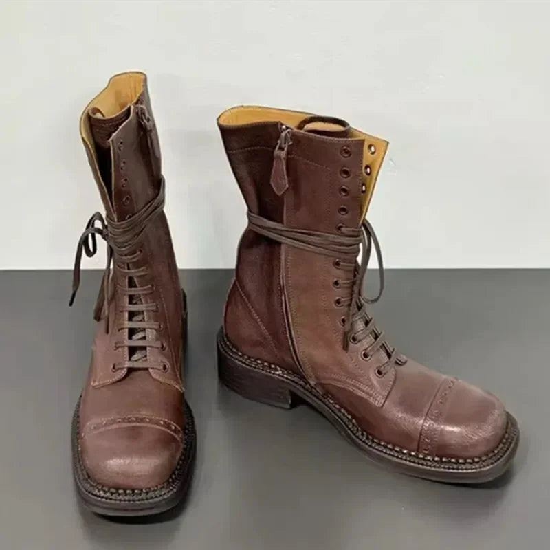 Luxury Genuine Leather Design Biker Boots