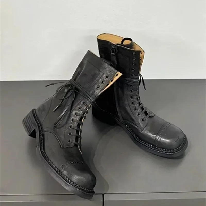 Luxury Genuine Leather Design Biker Boots