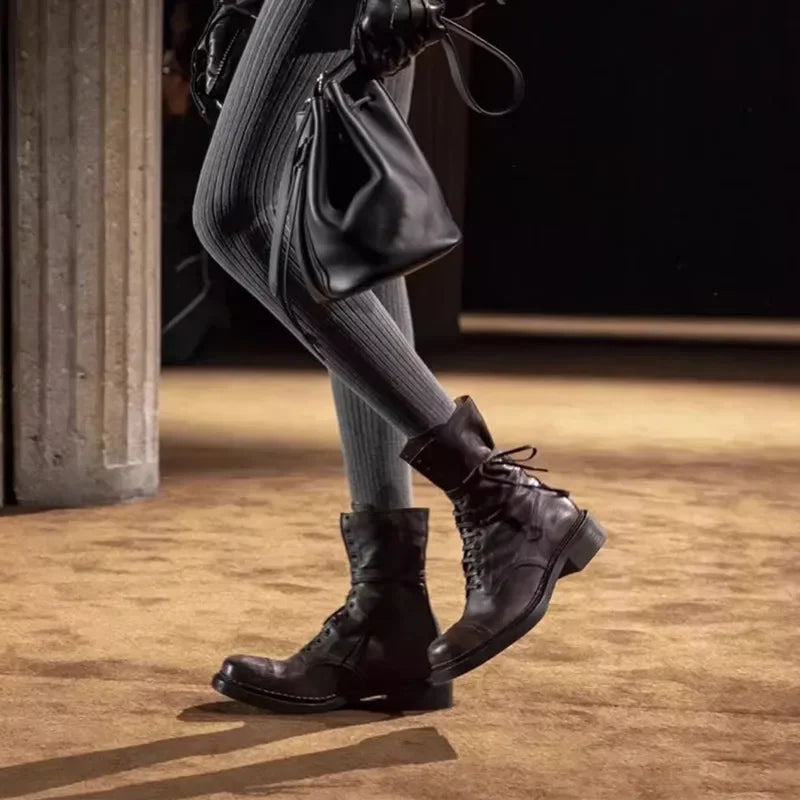 Luxury Genuine Leather Design Biker Boots