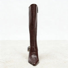 Luxury Metal Belt Buckle Decoration Knee Boots
