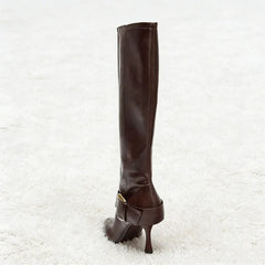 Luxury Metal Belt Buckle Decoration Knee Boots