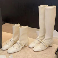Luxury Metal Rivet Decoration Design Ankle Boots