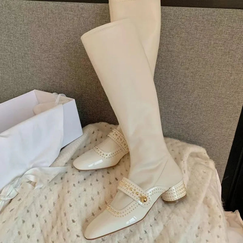 Luxury Metal Rivet Decoration Design Ankle Boots