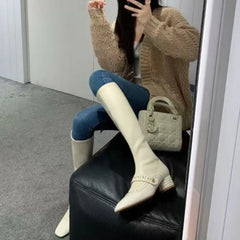 Luxury Metal Rivet Decoration Design Ankle Boots