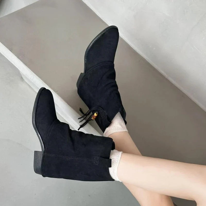 Luxury String Bead Fringe Decorate Design Ankle Boots