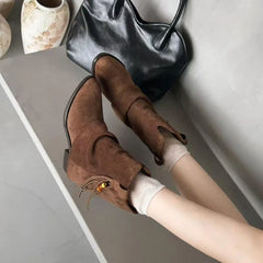 Luxury String Bead Fringe Decorate Design Ankle Boots