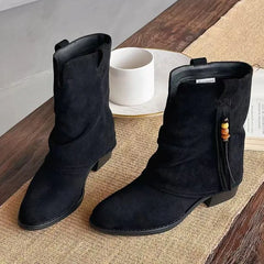 Luxury String Bead Fringe Decorate Design Ankle Boots