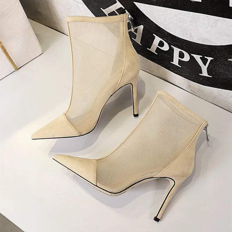 Mesh Hollow Ankle Boots