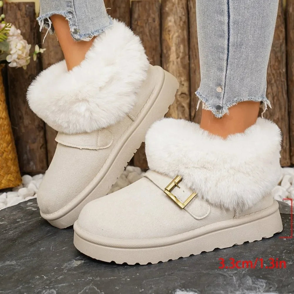 Metal Belt Buckle Snow Boots