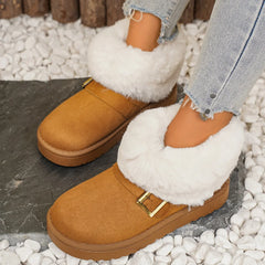 Metal Belt Buckle Snow Boots