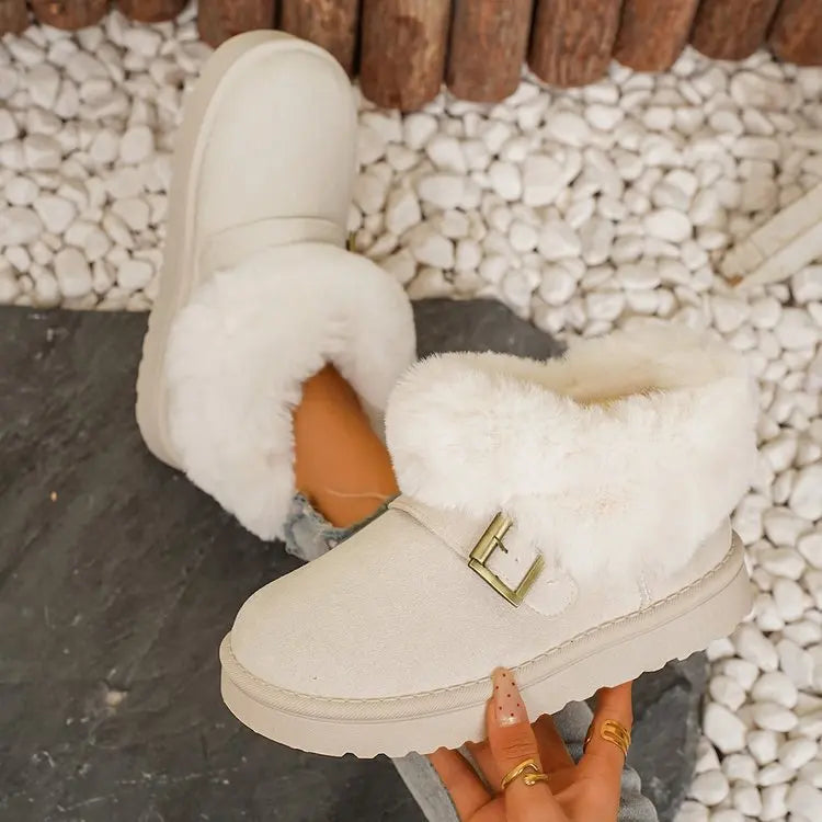 Metal Belt Buckle Snow Boots