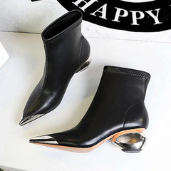 Metal Hollow Heel Short Boots