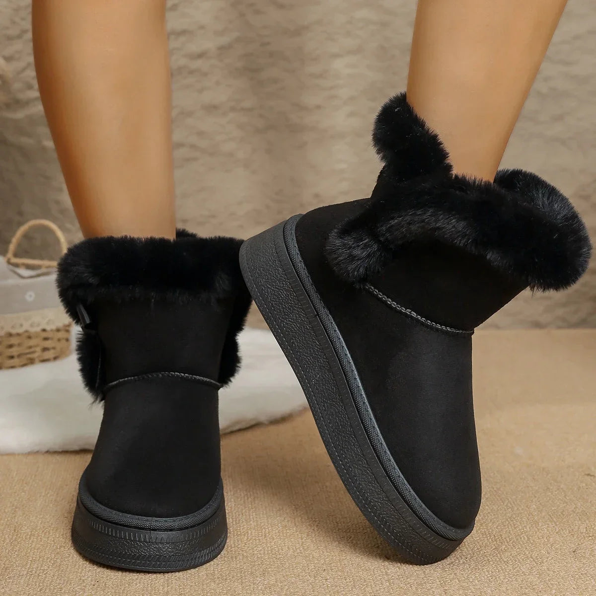 Casual Flocking Winter Warm Ankle Length Snow Boot