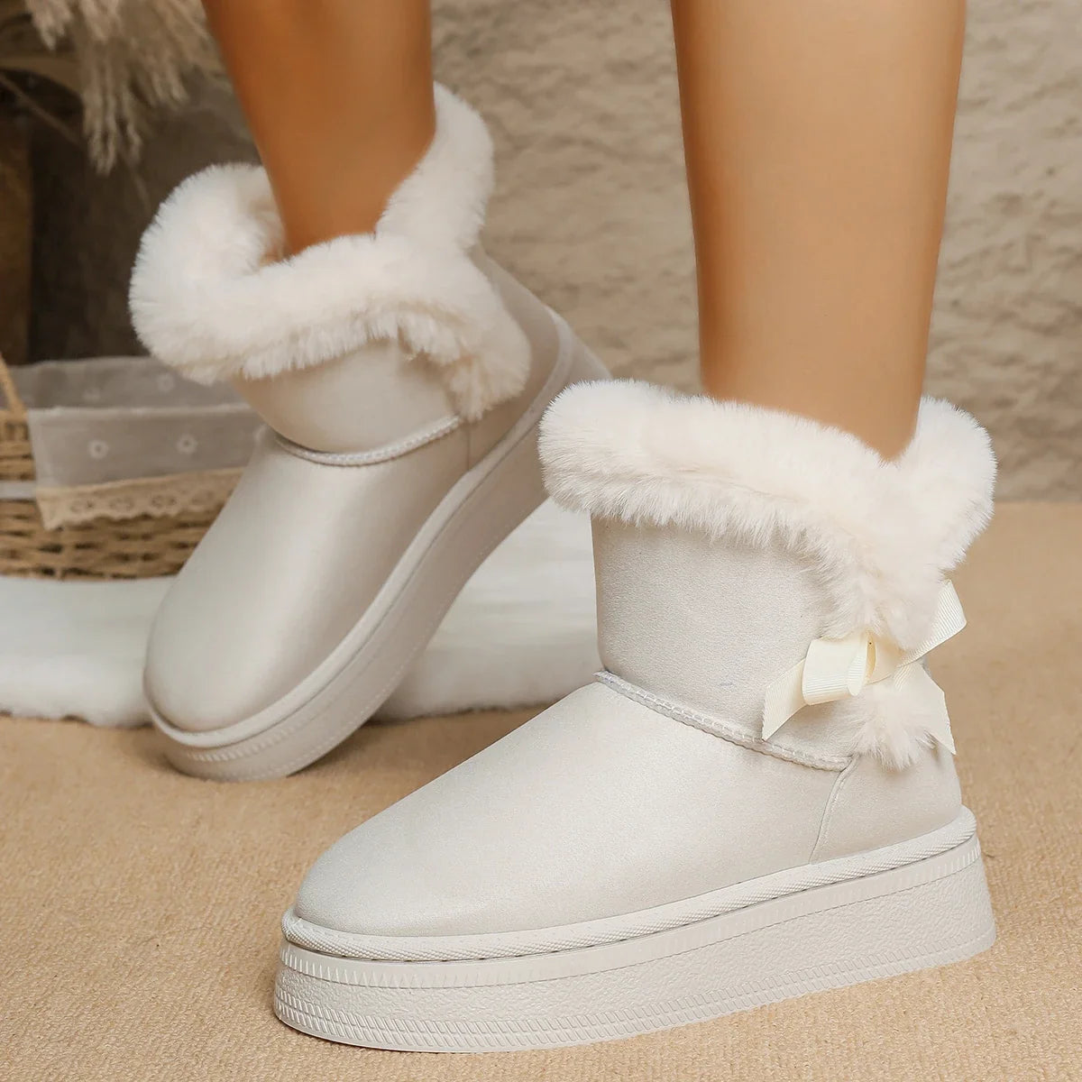 Casual Flocking Winter Warm Ankle Length Snow Boot