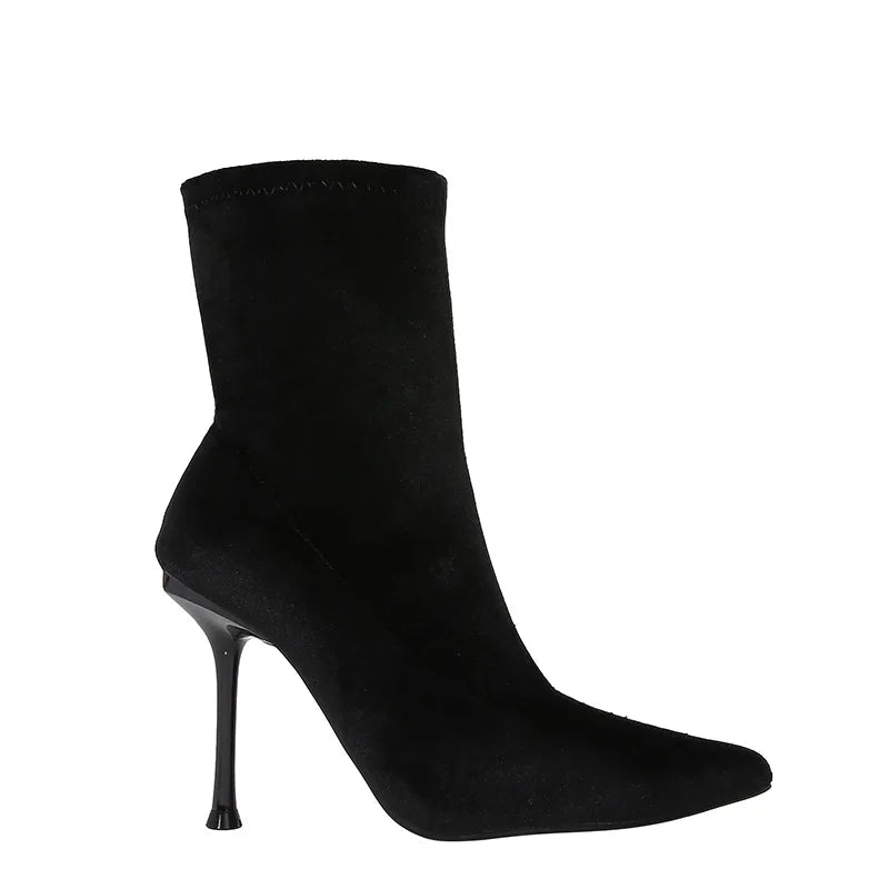 Designer Velvet Thin High Elastic Boots