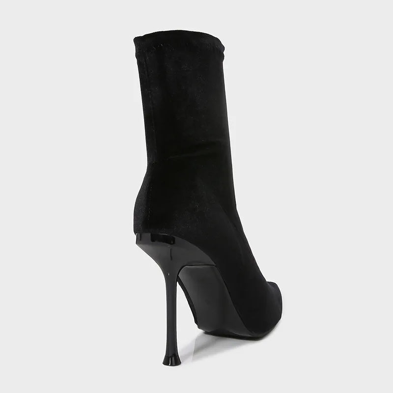 Designer Velvet Thin High Elastic Boots
