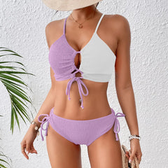 In Two Piece Swimsuit Colorblock Low Waist Panties Wear Bikini Setss Fashion