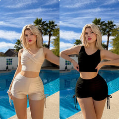 Ladies Two-Piece Bikini Swimsuit Striped Fabric Quick-Dry TK089wear for V Neck Two Piece Swimsuits