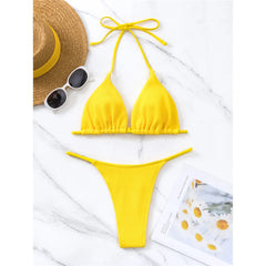 Ribbed Halter Bikini Two-pieces Bikini Set