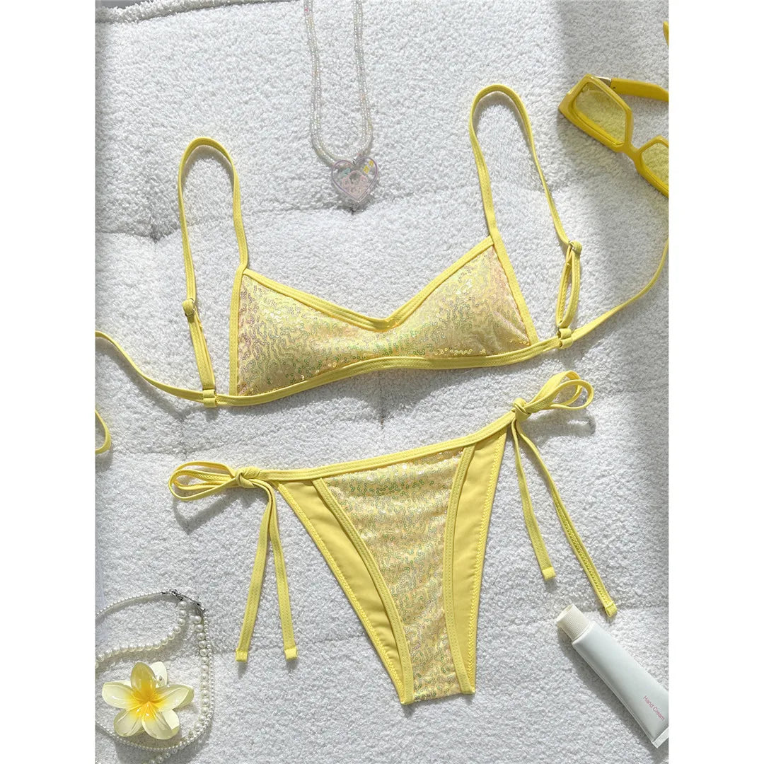 Shiny Sequins Bikini Two-pieces Bikini Set