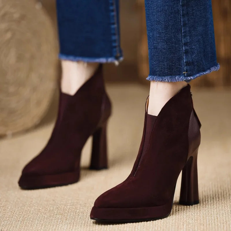 Pointed Toe Side Zipper Winter Shoes