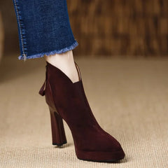 Pointed Toe Side Zipper Winter Shoes