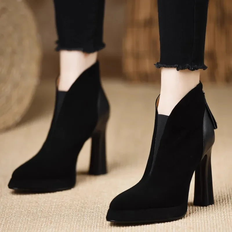 Pointed Toe Side Zipper Winter Shoes