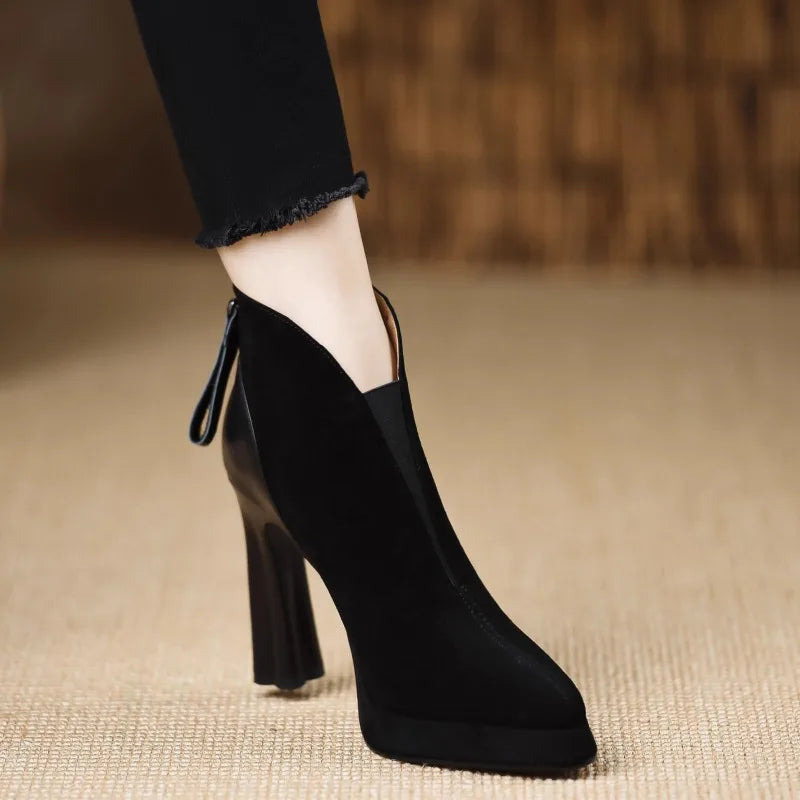 Pointed Toe Side Zipper Winter Shoes