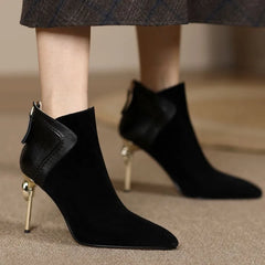 Elegant Brown Suede Short Boots