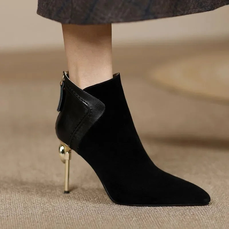 Elegant Brown Suede Short Boots
