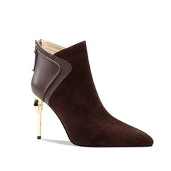 Elegant Brown Suede Short Boots