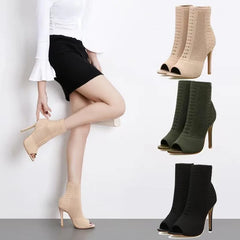 Style Peep Toe Ankle Boots
