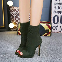 Style Peep Toe Ankle Boots