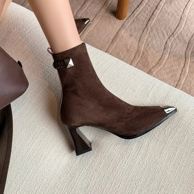 Pointy Ankle Rock Pointed Toe Zapatos Mujer Boots