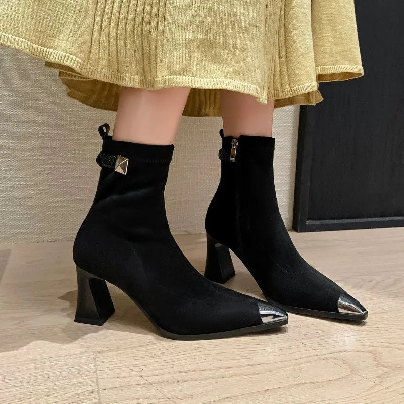 Pointy Ankle Rock Pointed Toe Zapatos Mujer Boots