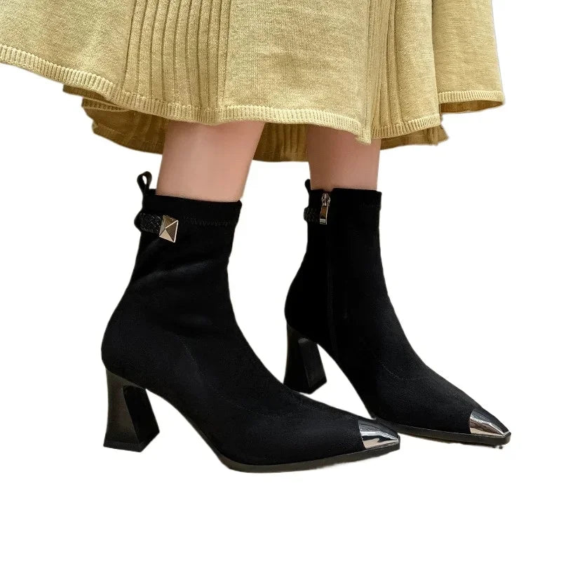 Pointy Ankle Rock Pointed Toe Zapatos Mujer Boots