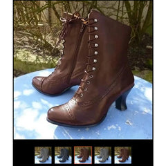 Women Short Boot PU Leather Bikerboots High Heel Pointed Toe Boots