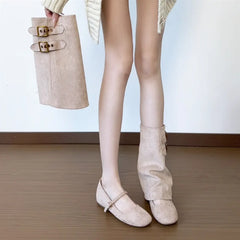 Novelty Design Suede Mid-Calf Boots