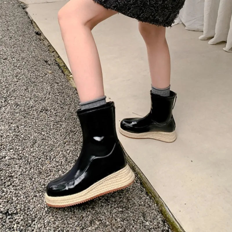 Novelty Woven Platform Boots