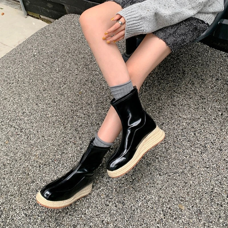 Novelty Woven Platform Boots