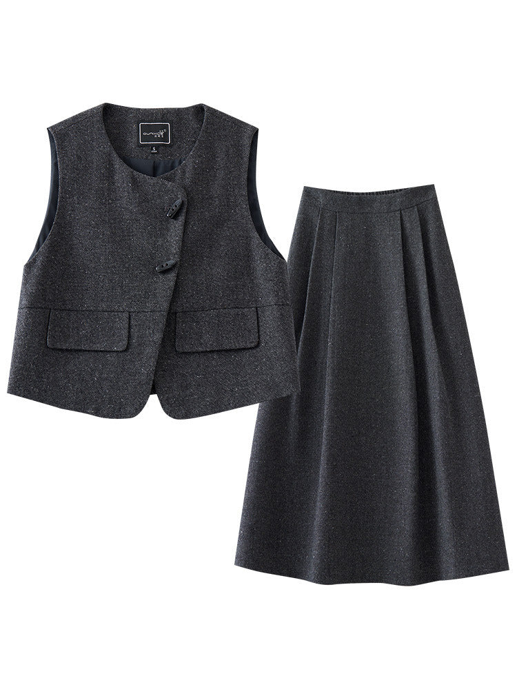 Tweed Vest & Skirt Set â€?Elegant Two-Piece Chanel-Inspired Style
