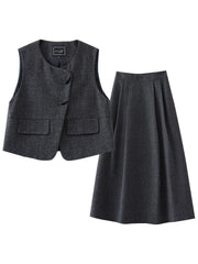 Tweed Vest & Skirt Set â€?Elegant Two-Piece Chanel-Inspired Style