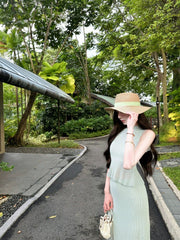 Ribbed Knit Ruffle Top and Skirt Set