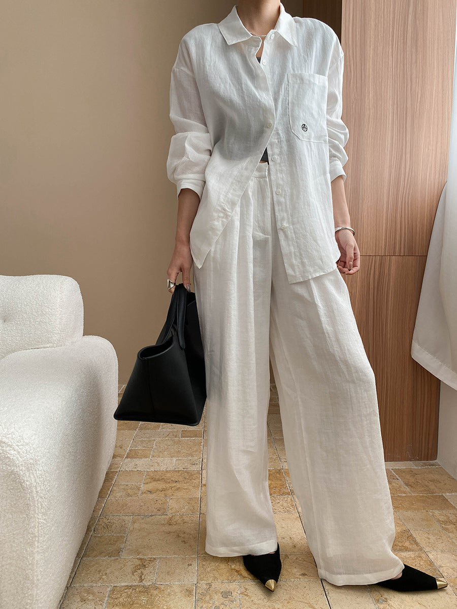 sunscreen shirt wide-leg pants set