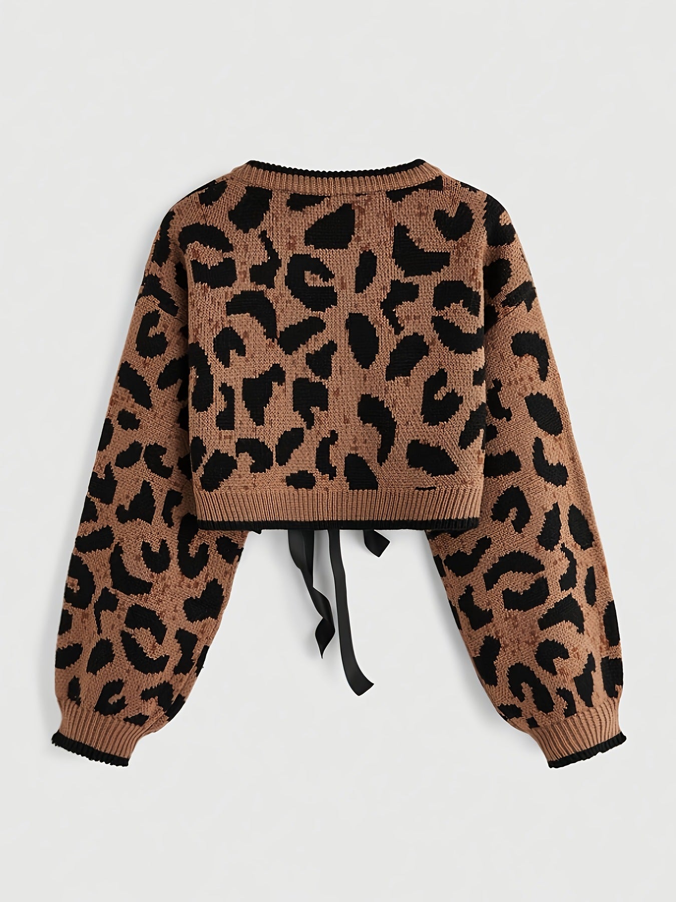 Leopard Bow Tie Knit Top