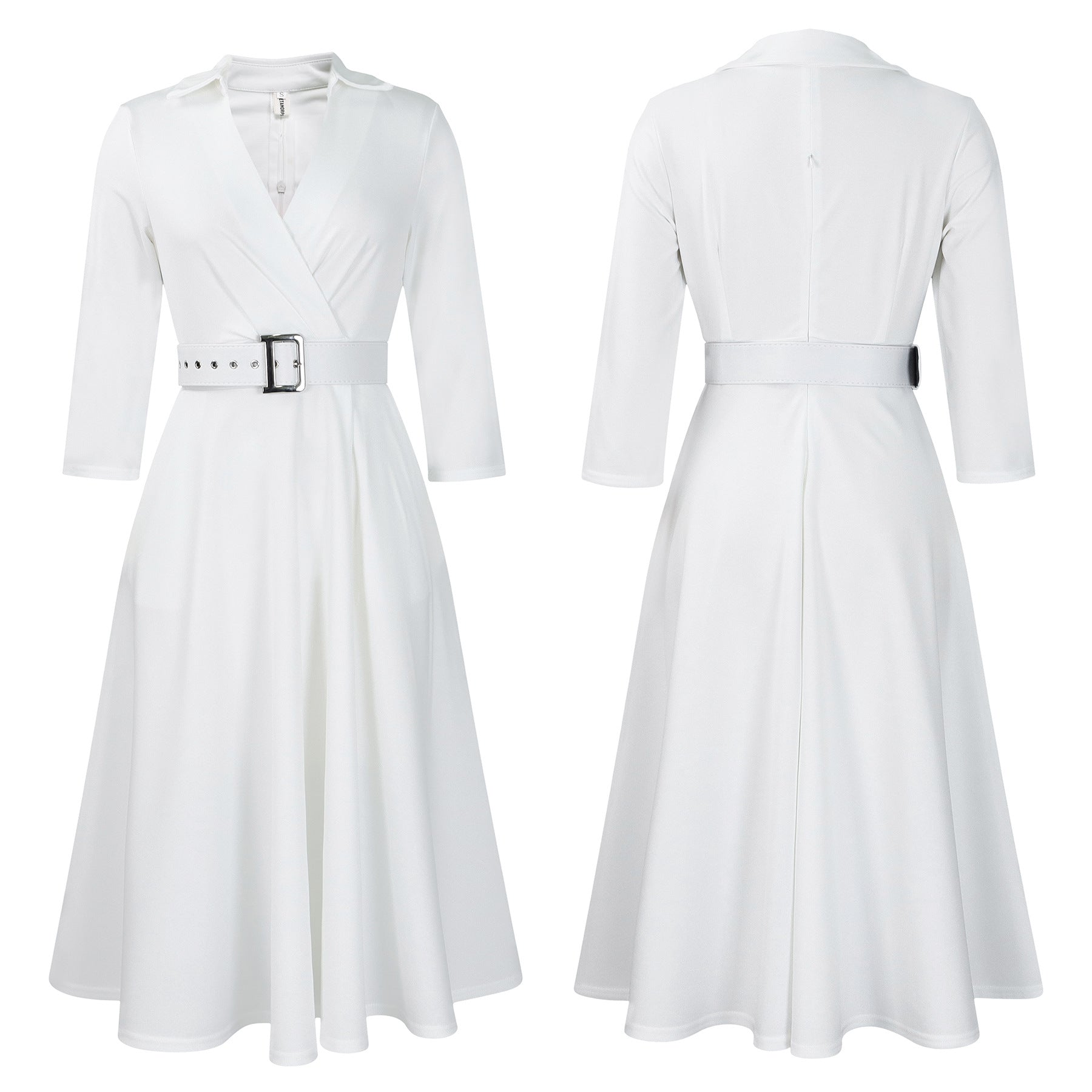 Linen & Blend Belted Pleated Shirt Dress