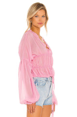 Sheer Chiffon Ruffle Detail Blouse